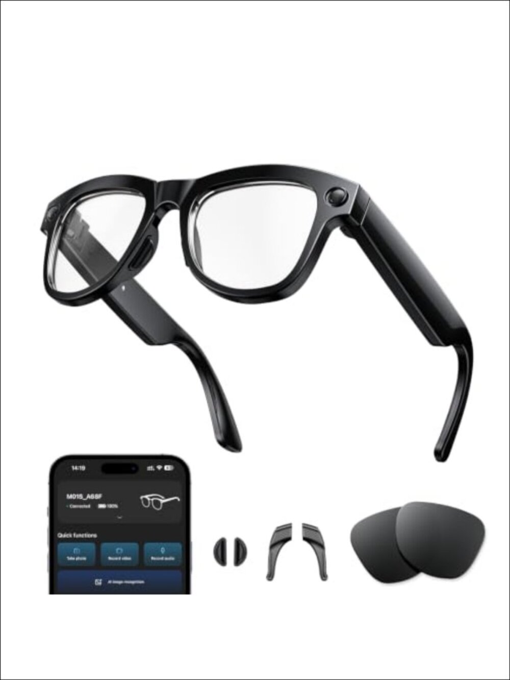 AI Smart Glasses 4K Camera Video Recording Real-Time Translation Bluetooth